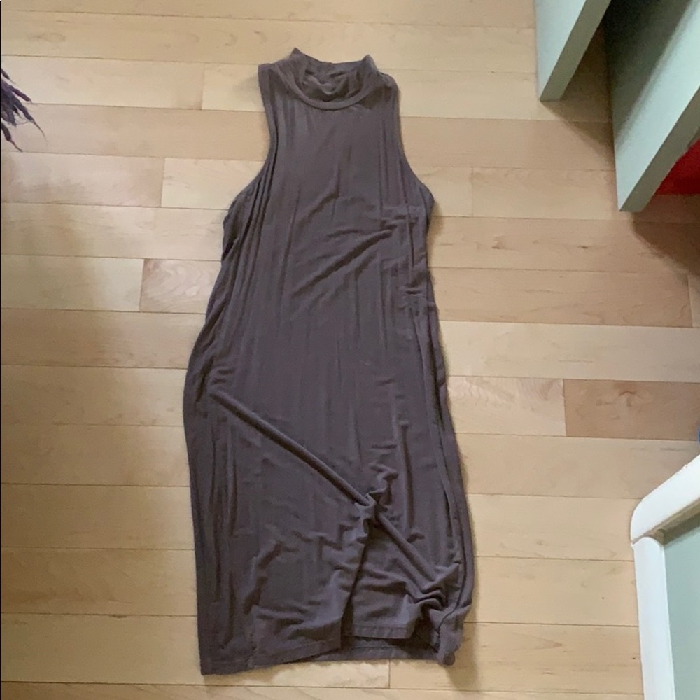 Neutral midi turtle neck dress